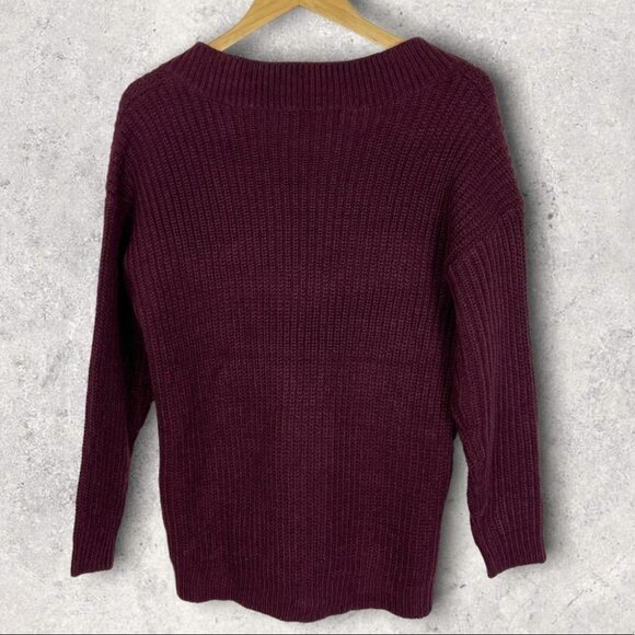 NEW Vero Moda Burgundy Wine Lace‎ Up Chunky Knit Sweater Jumper Glendora Small S - Picture 6 of 12